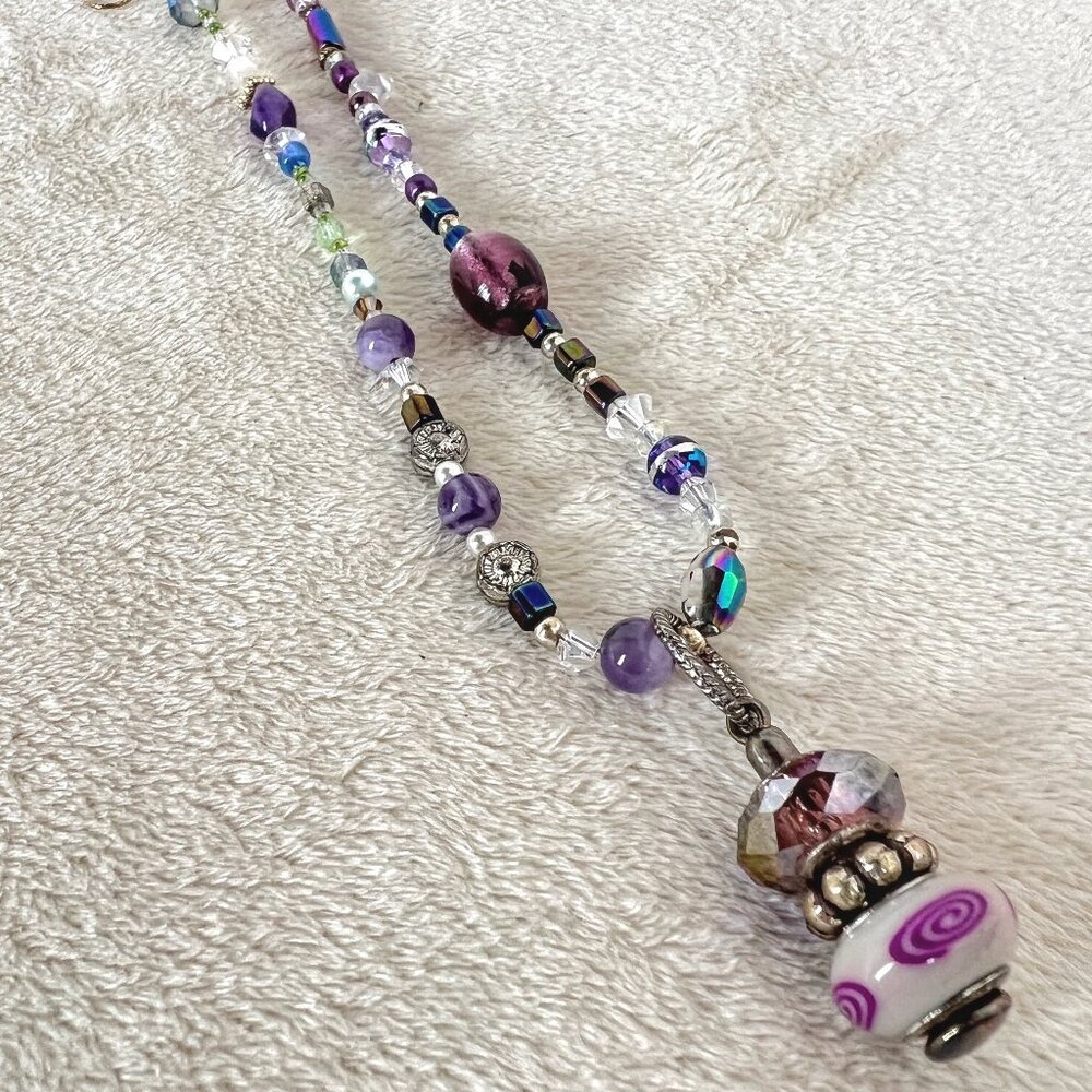 Artisan Beaded Necklace/Choker with Ceramic Pendant Host Pick - Picture 7 of 8